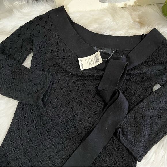 NEW Arden B. Wool Open Weave Knit Patterned Bow Tie Boatneck Fitted Sweater NWT - Picture 8 of 12